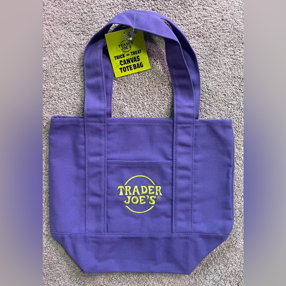 Purple Trader Joe's Mini Canvas Tote Bag
